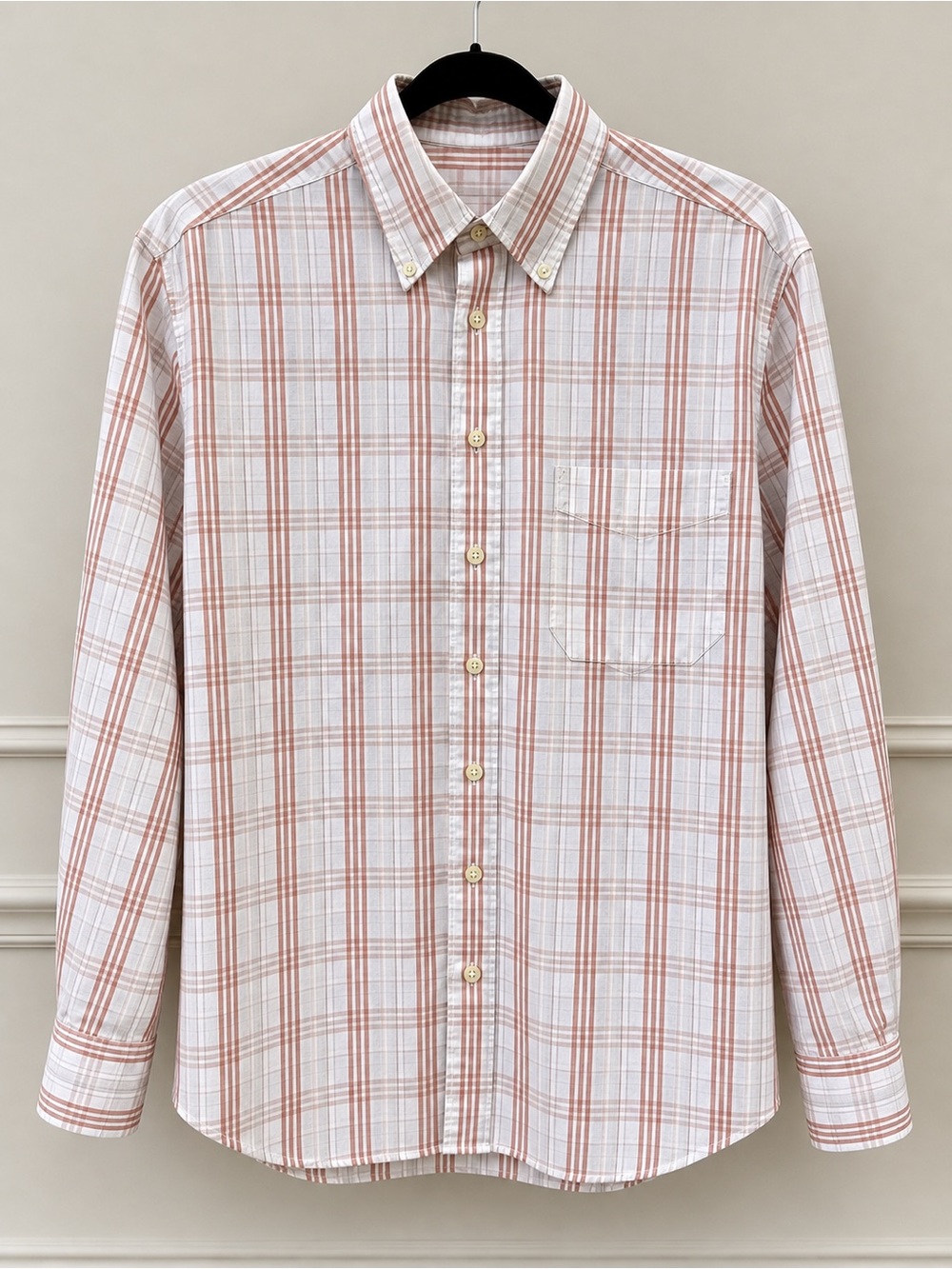 Burberry London Menās Long Sleeve Plaid Button Up Dress Shirt Large